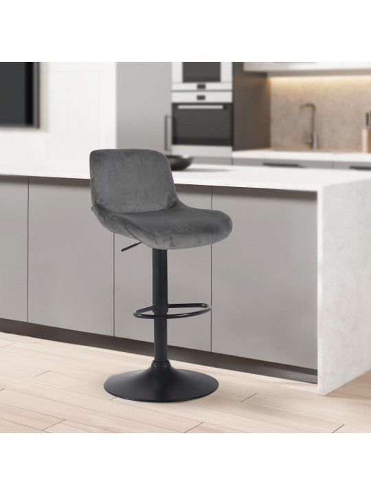 Juego de 2 taburetes de bar Solon terciopelo, gris oscuro Juego de 2 taburetes de bar Solon terciopelo, gris oscuro
