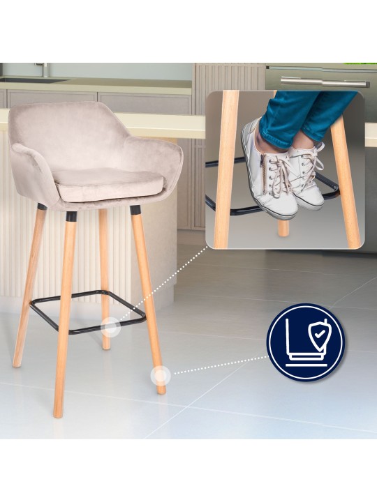 Taburete de bar Grant terciopelo, crema