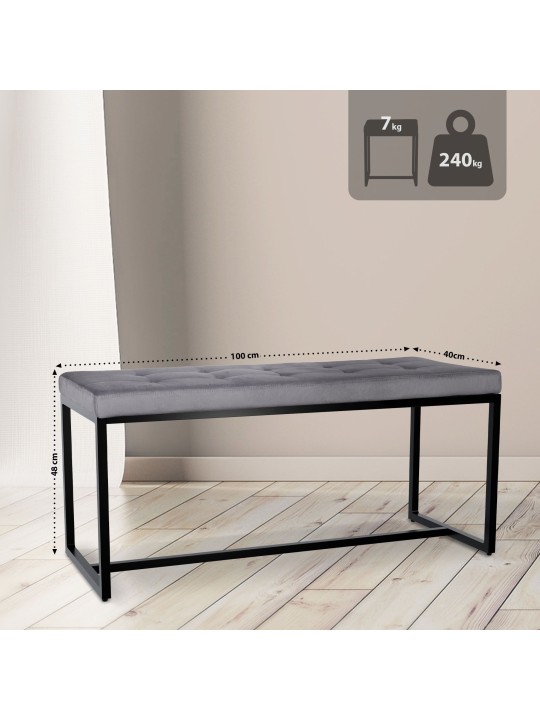 Banco Barci B Terciopelo, gris oscuro Banco Barci B Terciopelo, gris oscuro