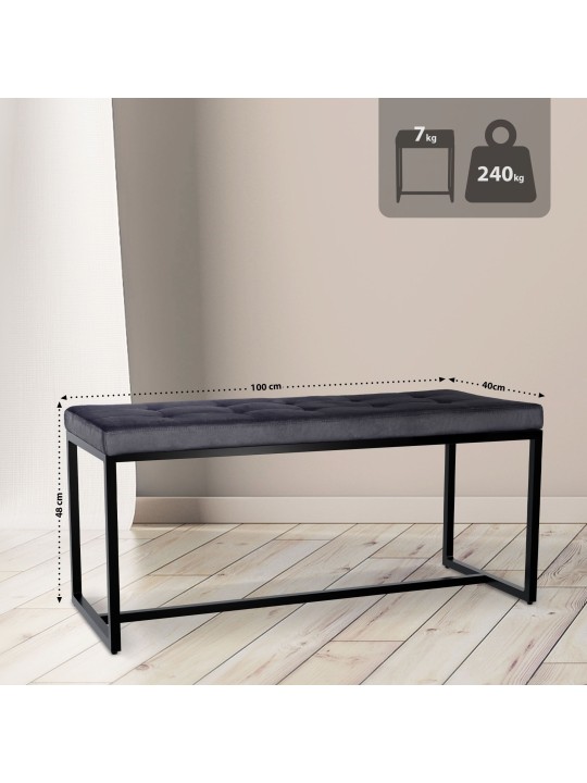 Banco Barci B Terciopelo, negro