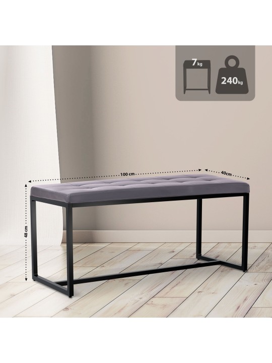 Banco Barci B símil piel, gris