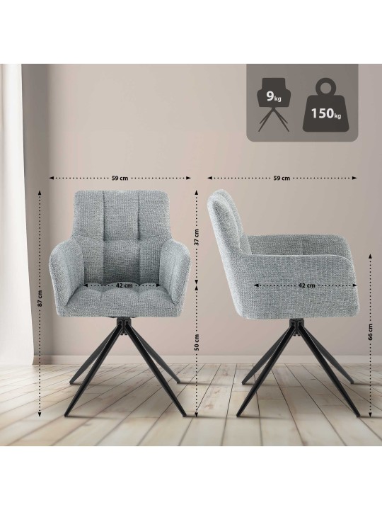 Silla de comedor Jonah tela, gris claro