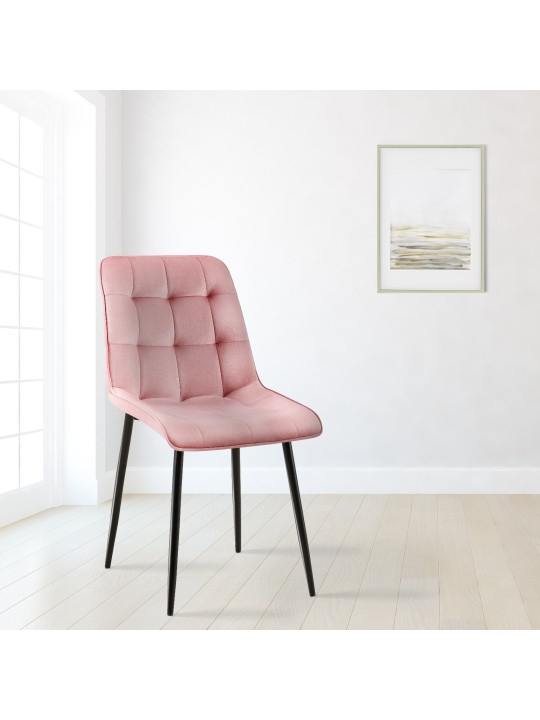 Juego de 2 sillas de comedor Gifford terciopelo, rosa
