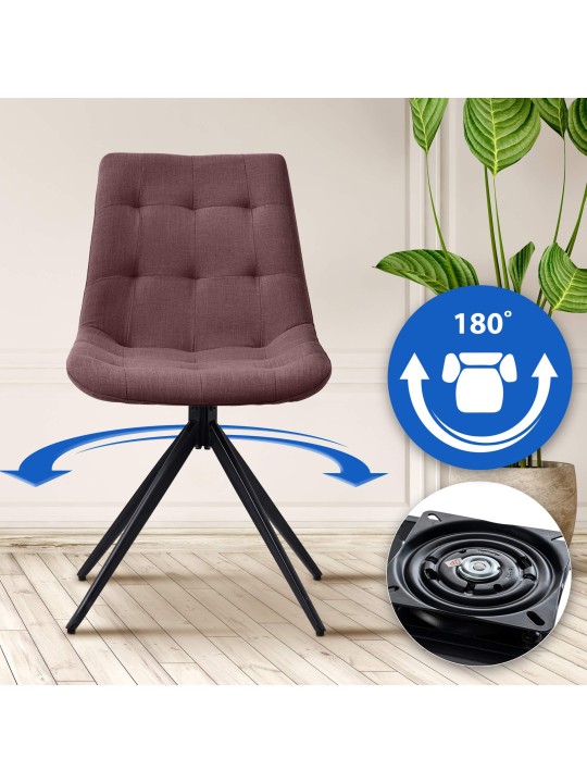 Juego de 2 sillas de comedor tela Merna, marrón