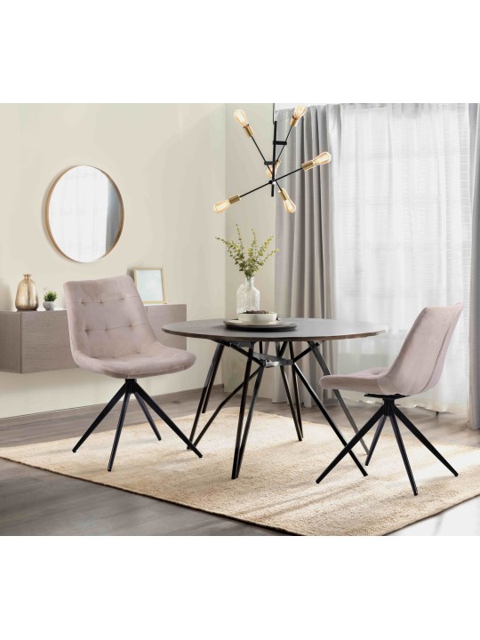 Juego de 2 sillas de comedor Merna terciopelo, crema