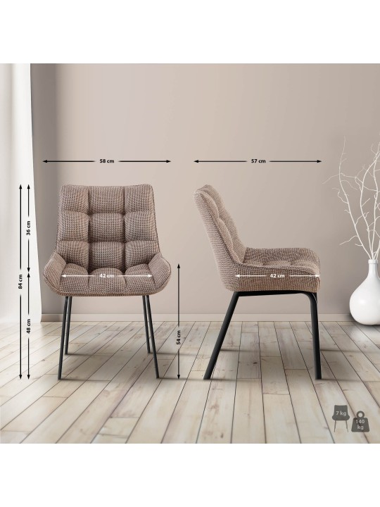 Conjunto de 2 sillas tela Saranda, marrón tierra