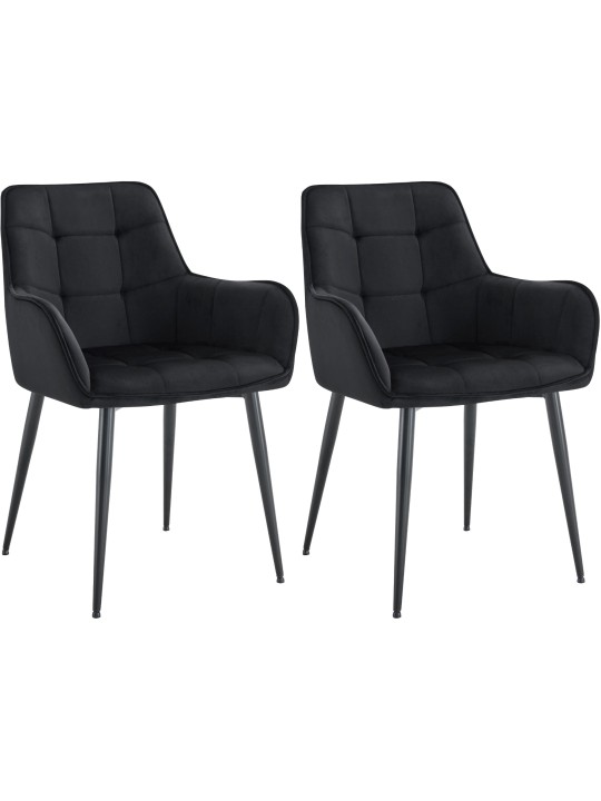 Juego de 2 sillas de comedor Ferndale de terciopelo, negro Juego de 2 sillas de comedor Ferndale de terciopelo, negro