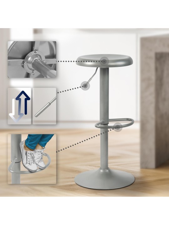 Taburete de bar Williston, plata Taburete de bar Williston, plata