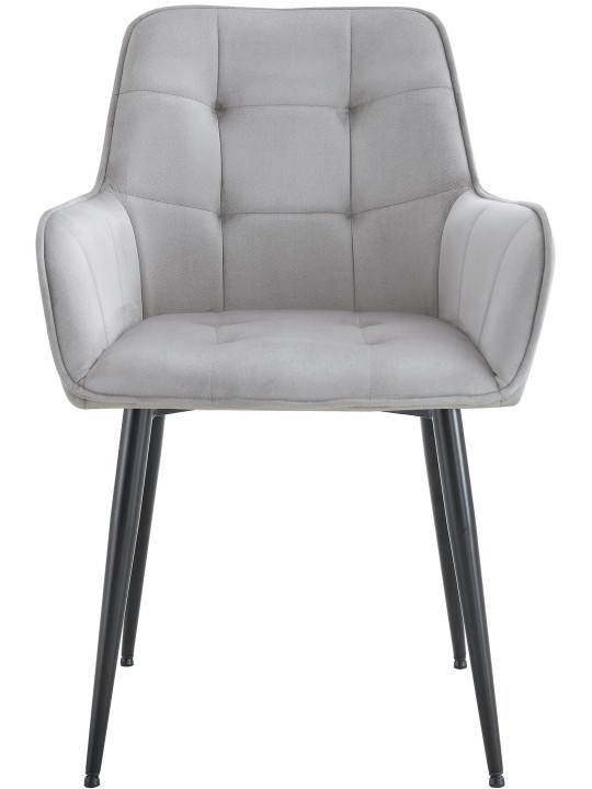 Set of 2 Ferndale velvet dining chairs, gris claro