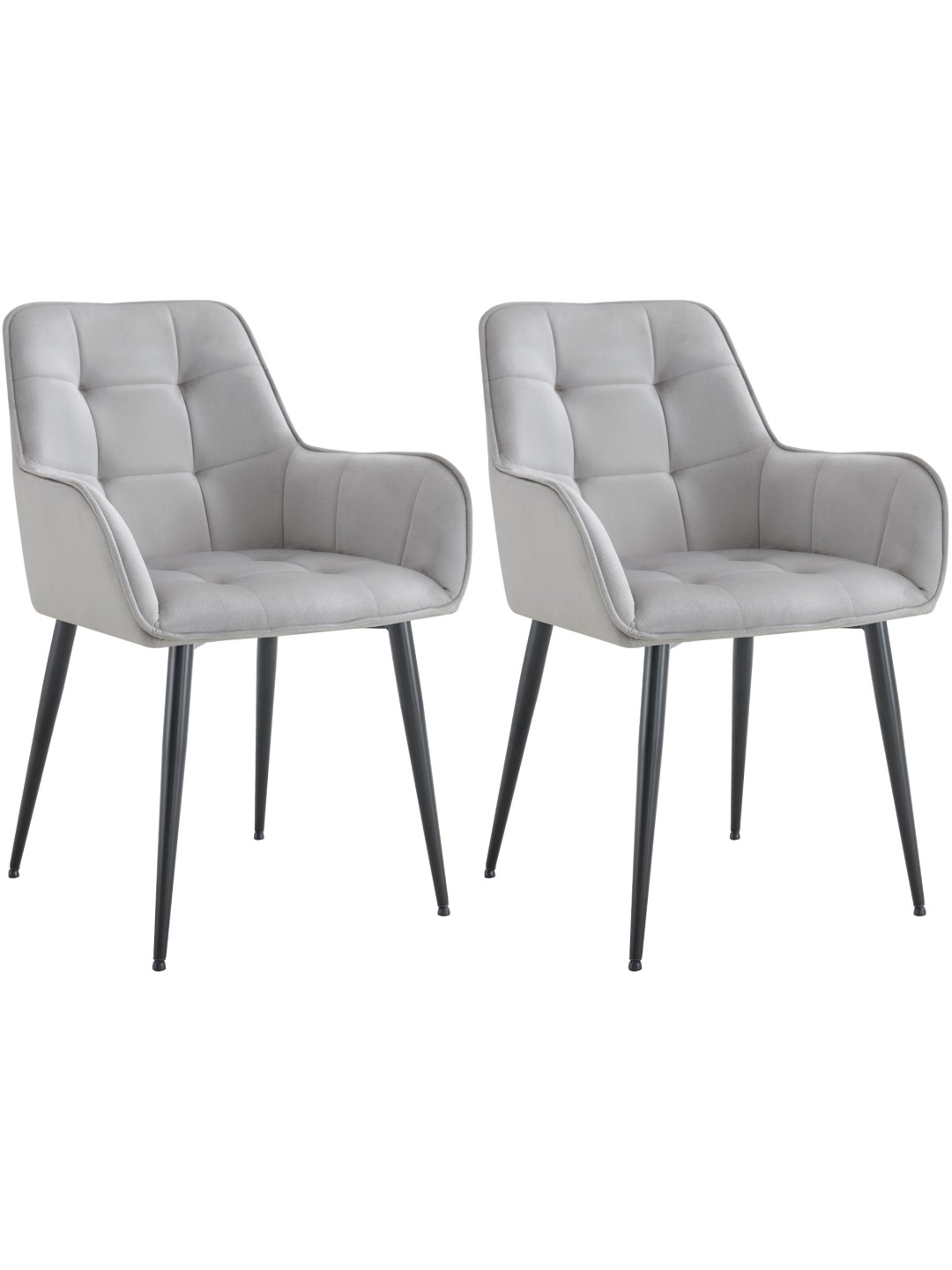 Set of 2 Ferndale velvet dining chairs, gris claro