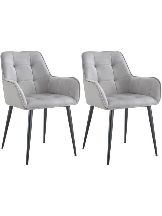 Set of 2 Ferndale velvet dining chairs, gris claro