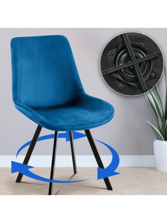 Juego de 2 sillas de comedor Lewes terciopelo, azul oscuro Juego de 2 sillas de comedor Lewes terciopelo, azul oscuro