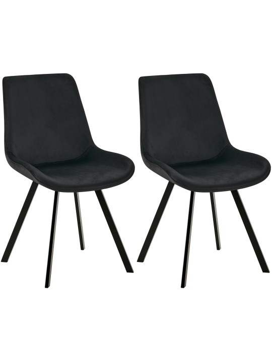 Juego de 2 sillas de comedor Lewes terciopelo, negro Juego de 2 sillas de comedor Lewes terciopelo, negro