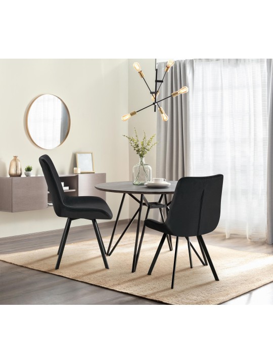 Juego de 2 sillas de comedor Lewes terciopelo, negro Juego de 2 sillas de comedor Lewes terciopelo, negro
