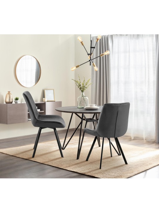 Juego de 2 sillas de comedor Lewes terciopelo, gris oscuro Juego de 2 sillas de comedor Lewes terciopelo, gris oscuro