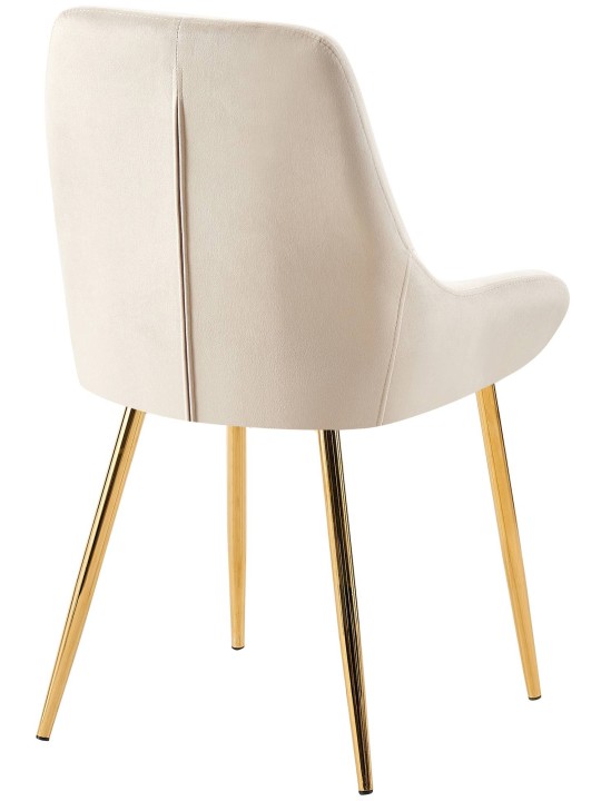 Silla de comedor Elmira terciopelo dorado, crema