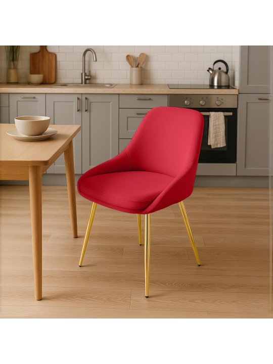 Silla de comedor Elmira terciopelo dorado, rojo Silla de comedor Elmira terciopelo dorado, rojo