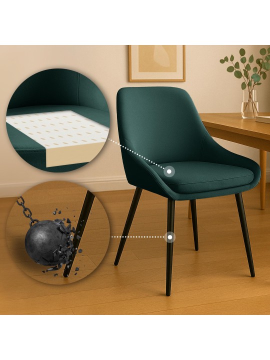 Silla de comedor de terciopelo Elmira, verde