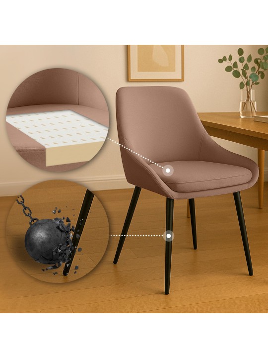 Silla de comedor de terciopelo Elmira, marrón