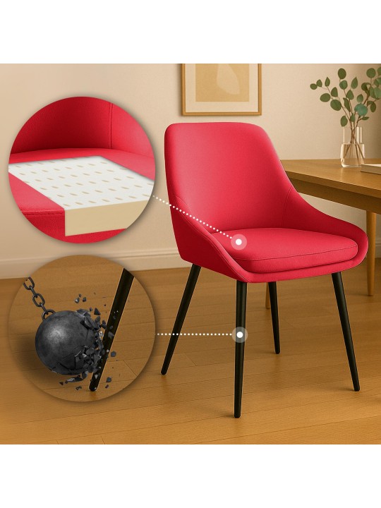 Silla de comedor de terciopelo Elmira, rojo