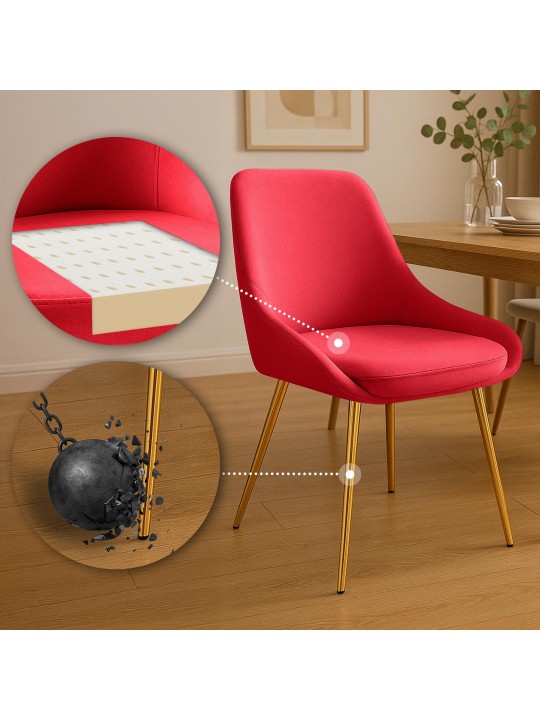 Silla de comedor Elmira terciopelo dorado, rojo Silla de comedor Elmira terciopelo dorado, rojo