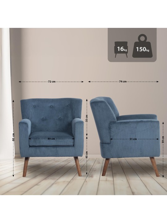 Sillón Kioni Cordón, azul