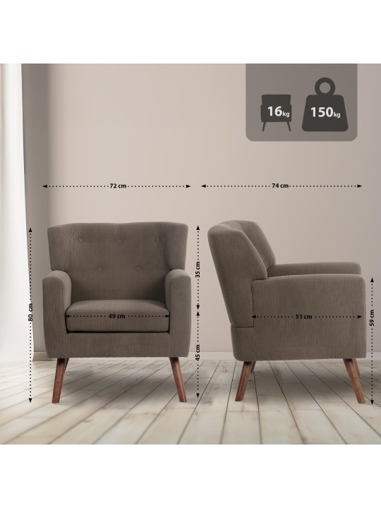 Sillón Kioni Cordón, marrón oscuro