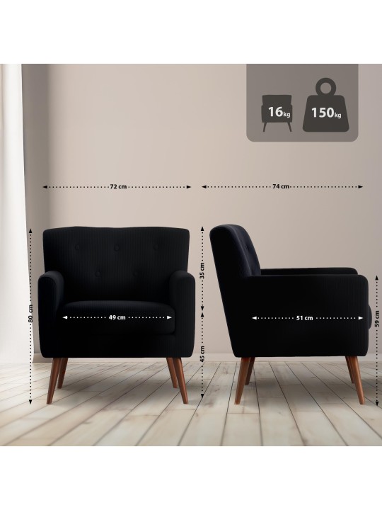 Sillón Kioni Cordón, negro