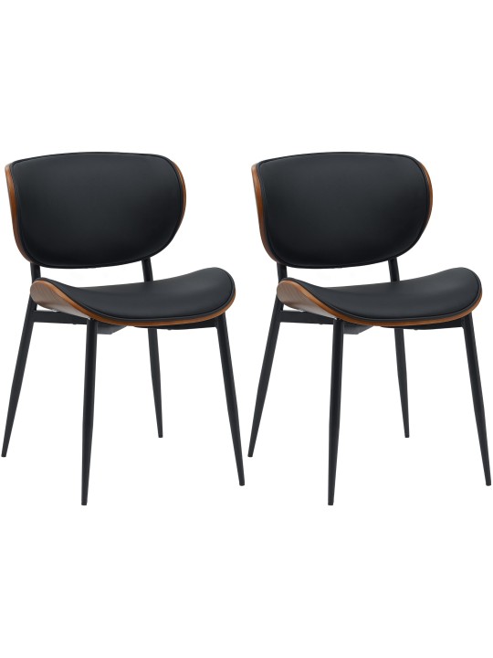 Juego de 2 sillas de comedor Enid piel sintética, nogal/negro Juego de 2 sillas de comedor Enid piel sintética, nogal/negro