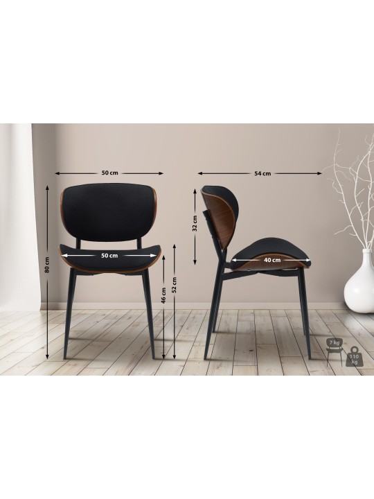 Juego de 2 sillas de comedor tela Enid, nogal/negro Juego de 2 sillas de comedor tela Enid, nogal/negro