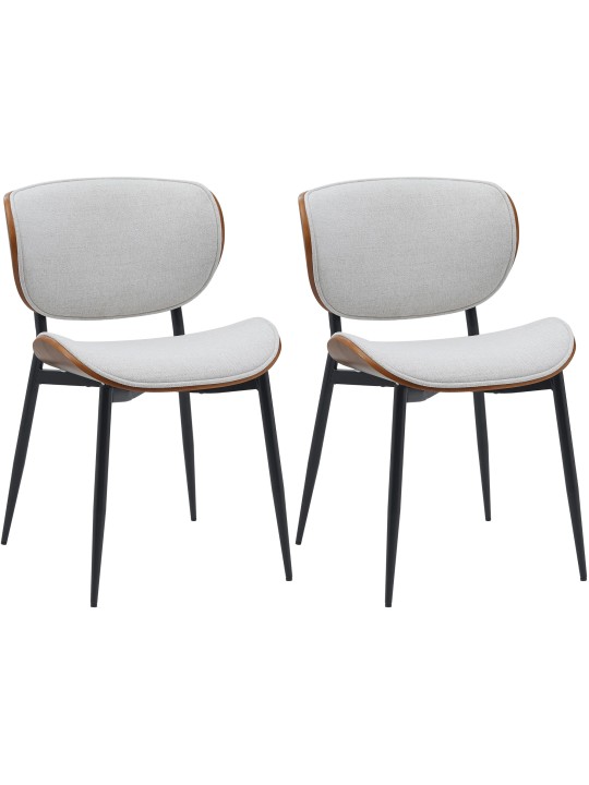 Juego de 2 sillas de comedor tela Enid, nogal/crema Juego de 2 sillas de comedor tela Enid, nogal/crema