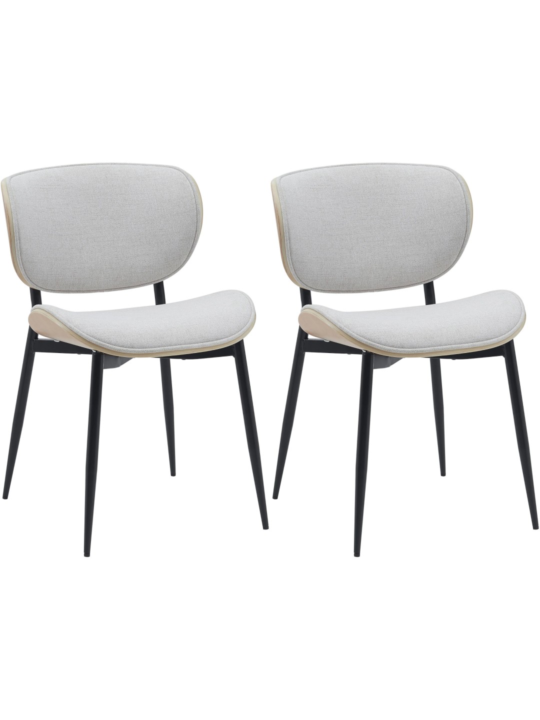 Juego de 2 sillas de comedor tela Enid, natural/crema