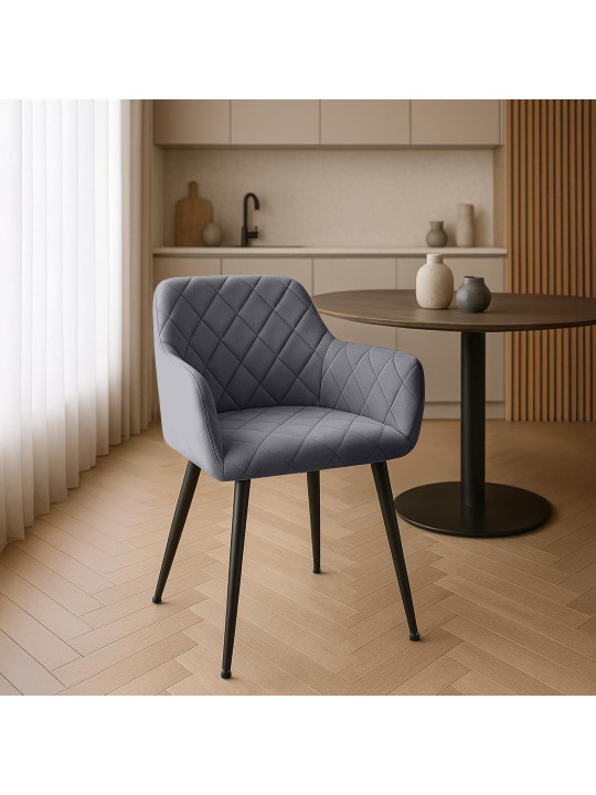 Silla de comedor Monett terciopelo B, gris oscuro