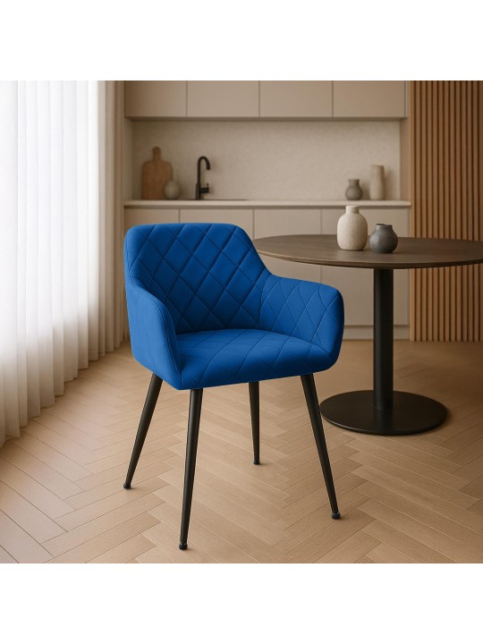 Silla de comedor Monett terciopelo B, azul oscuro