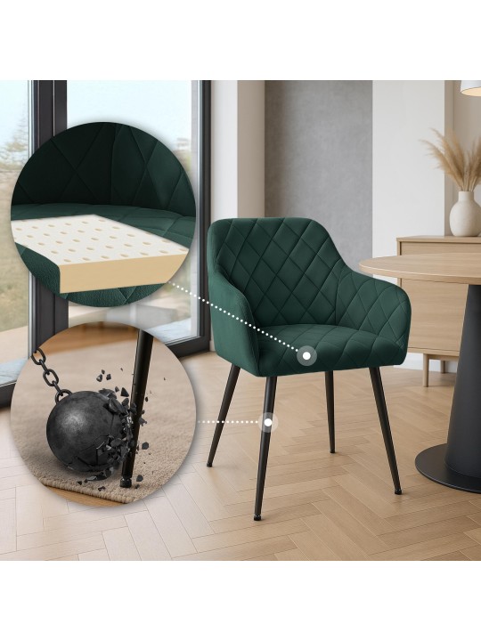 Silla de comedor Monett terciopelo B, verde