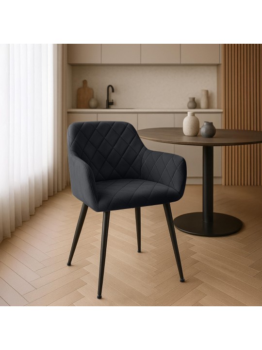 Silla de comedor Monett terciopelo B, negro