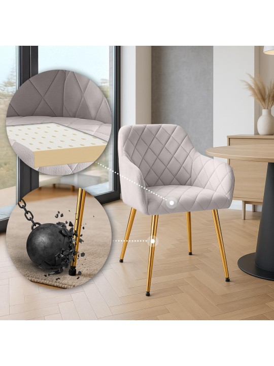 Silla de comedor Monett terciopelo G, gris