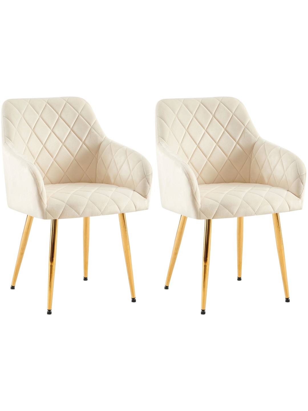 Juego de 2 sillas de comedor Monett terciopelo G, crema