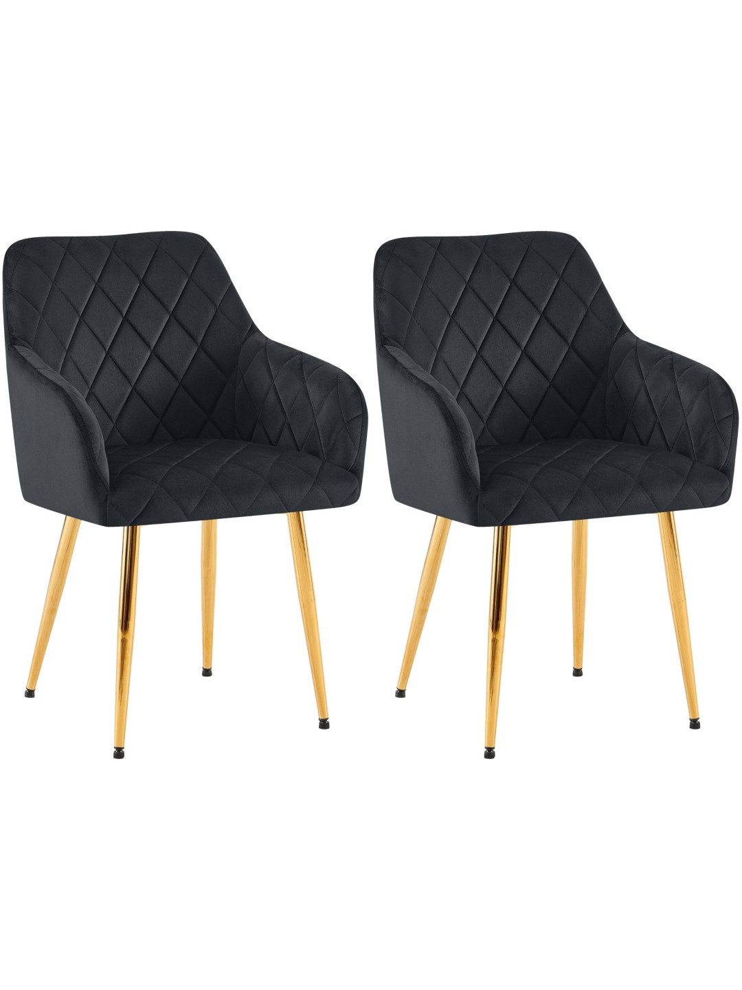 Juego de 2 sillas de comedor Monett terciopelo G, negro