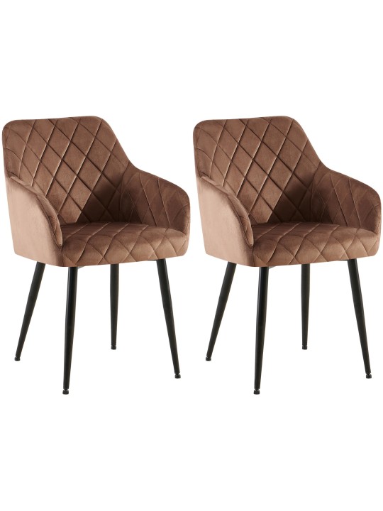 Juego de 2 sillas de comedor Monett terciopelo B, marrón