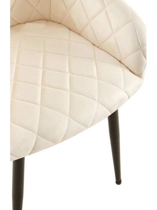 Juego de 2 sillas de comedor Monett terciopelo B, crema
