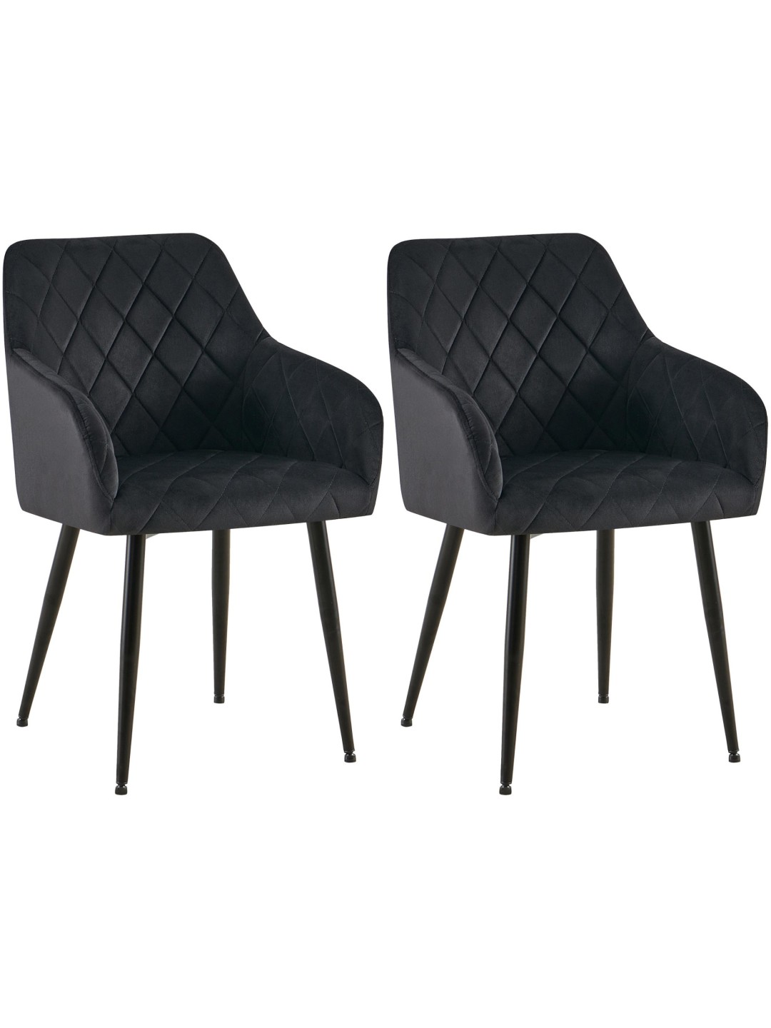 Juego de 2 sillas de comedor Monett terciopelo B, negro