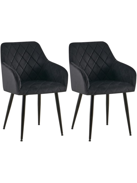 Juego de 2 sillas de comedor Monett terciopelo B, negro