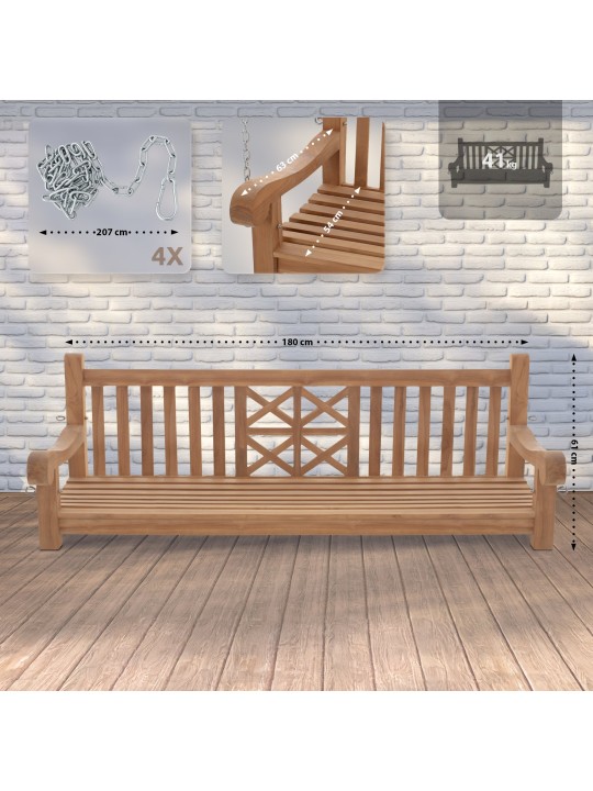 Banco columpio Granja 180 cm, teca