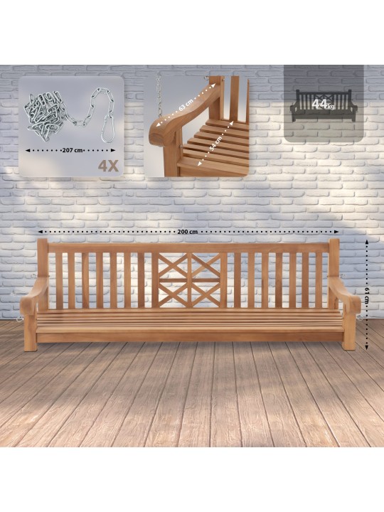 Banco columpio Granja 200 cm, teca