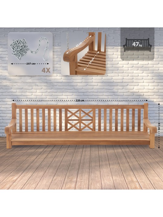 Banco columpio Granja 220 cm, teca