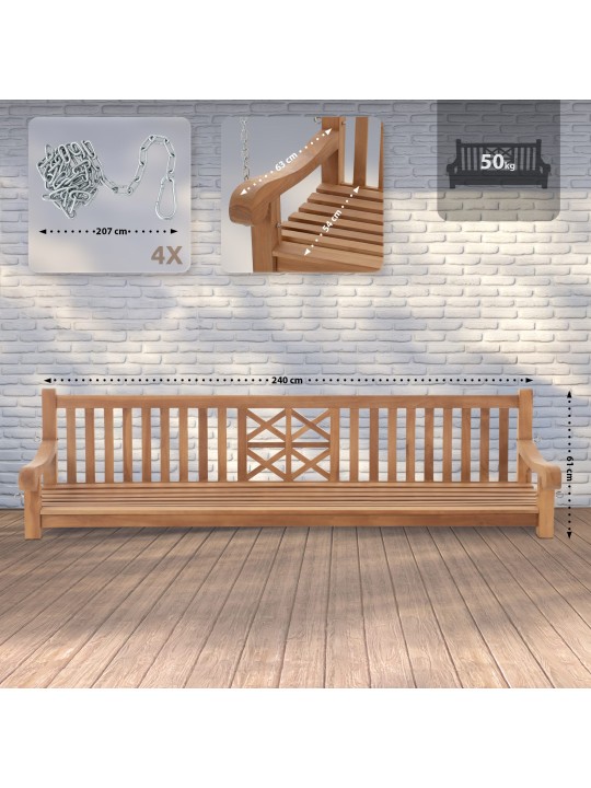 Banco columpio Granja 240 cm, teca