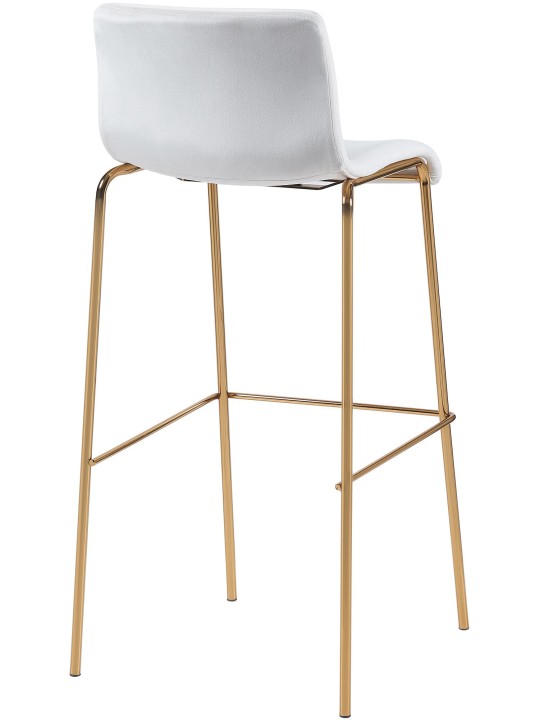 Taburete de bar Hoover de terciopelo de 4 pies dorado, crema