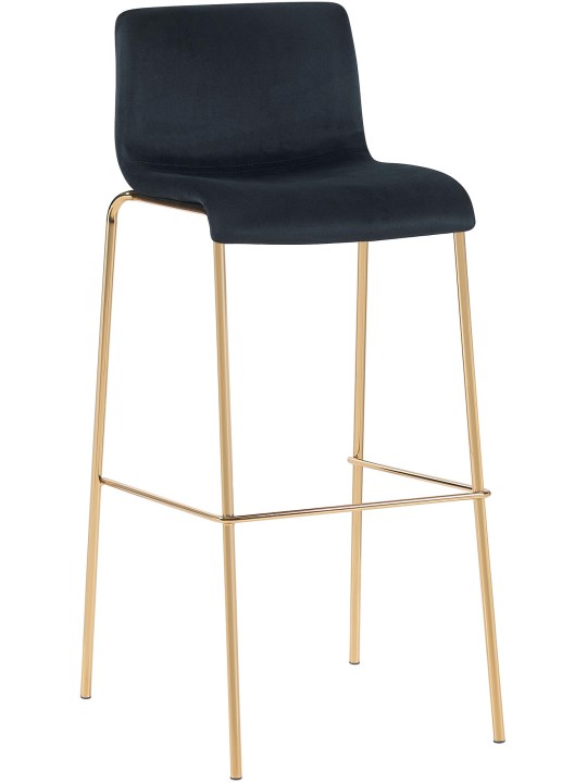 Taburete de bar Hoover de terciopelo de 4 pies dorado, negro