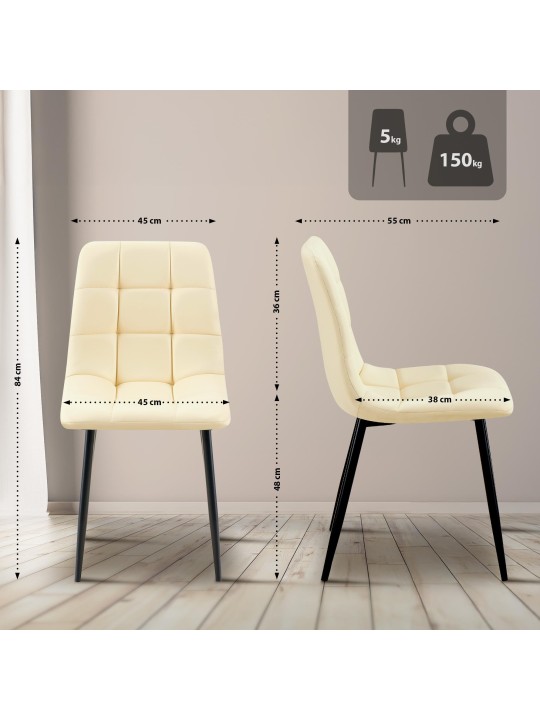 Silla de comedor Antibes piel sintética, crema